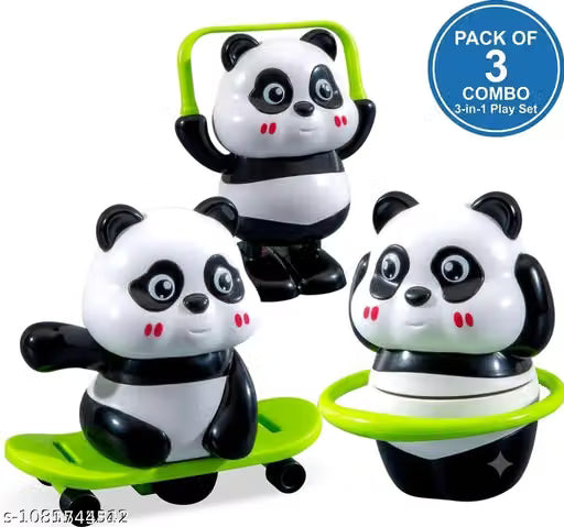Cute Panda Action Toy Set – 3-Piece Moving Toy Collection