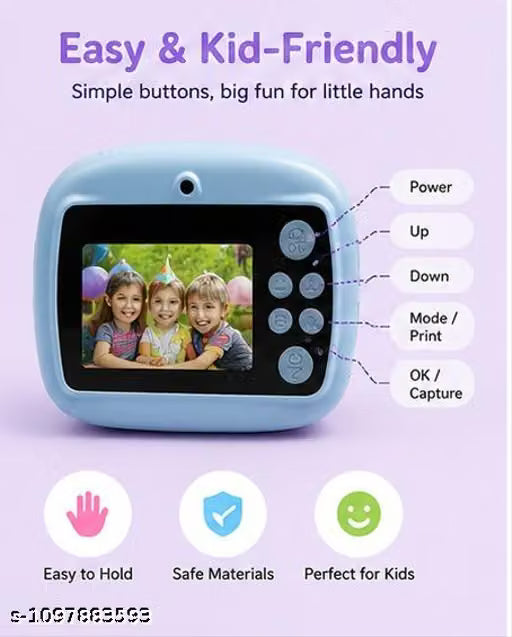 Instant Print Digital Camera with Thermal Printer, Photo Camera Toy for Children